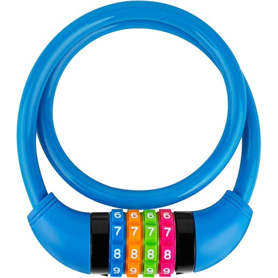 Bike Lock Cable, Bicycle Cable Lock with 4 Digit Combination & Large Lock Head, Resettable Kids Bike Cable Lock, 2 Ft x ∅0.45 in, Lock for Bike, Scooter, Skateboard, Motorcycle, E Bike (Bule)