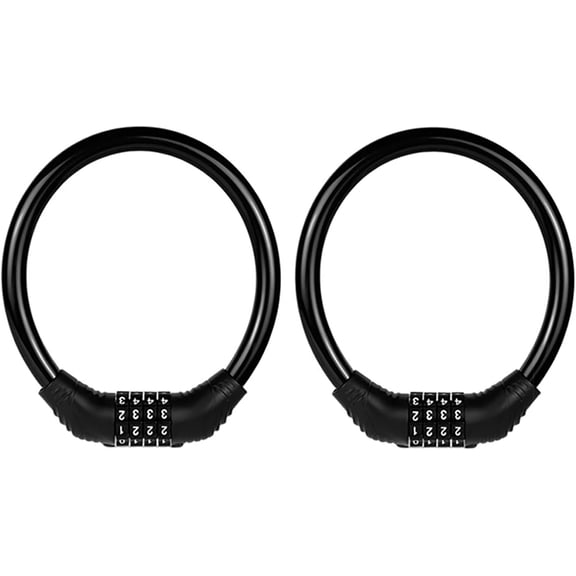 Bike Lock Cable, Heavy Duty Anti Theft Bicycle Lock Chain, Combo Bike Locks, 4 Digit Security Resettable Combination Lock Portable Code Lock Cable Bicycle Cable Locks for Bike 16 inches 2 Pcs