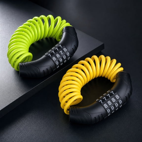 Bike Lock Cable Set of 2, 4-Digit Combination Security Chain for Bicycle Scooter, Fruit Green and Yellow Rope
