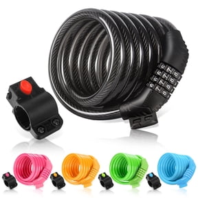 ETRONIC M6 Bike Cable Lock, 6 ft Resettable Combination Bicycle Lock with Mounting Bracket, Black