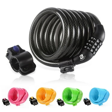 Bike Lock Cable with Combination, Resettable, 6 ft. Long (Black)