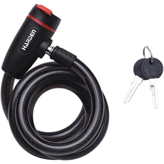Bike Lock with Keys - Heavy Duty 12mm Thick Security Cable with Shear Resistant Cover - Quick Lock/Unlock - Includes 2 Keys - Lock for Scooter