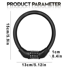 Bike Locks Cable,4 Digit Security Cable Lock,Anti Theft Bicycle Lock Chain,Resettable Bike Combination Lock,Portable Combo Bike Locks Without Mounting Bracket for Bike,Black(5.9x5.1")(Black)