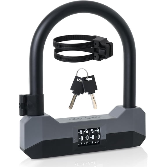 Bike Locks Heavy Duty Anti Theft,Combo Bike U Lock with 2 Keys,18mm Shackle,4-Digit Resettable Combination Bicycle Lock with Sturdy Mounting Bracket for EBike Electric Scooter Motorcycle