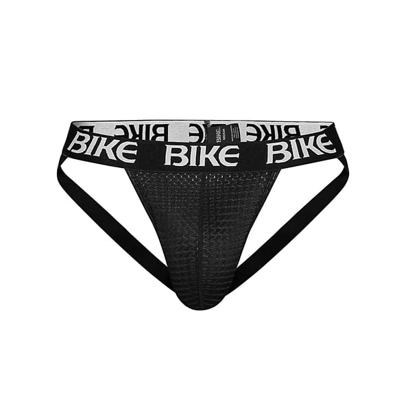 Bike Mesh Jockstrap, Breathable Moisture-Wicking Supporter, Black ,M