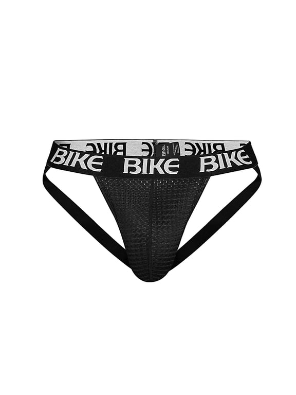 Bike Mesh Jockstrap, Breathable Moisture-Wicking Supporter, Black ,M
