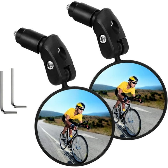 Bike Mirror 2Pcs 360 Rotatable HD Bicycle Handlebar Rearview Mirrors, Adjustable Bike Bar End Mirror for Electric MTB Mountain Road Bikes Cycling