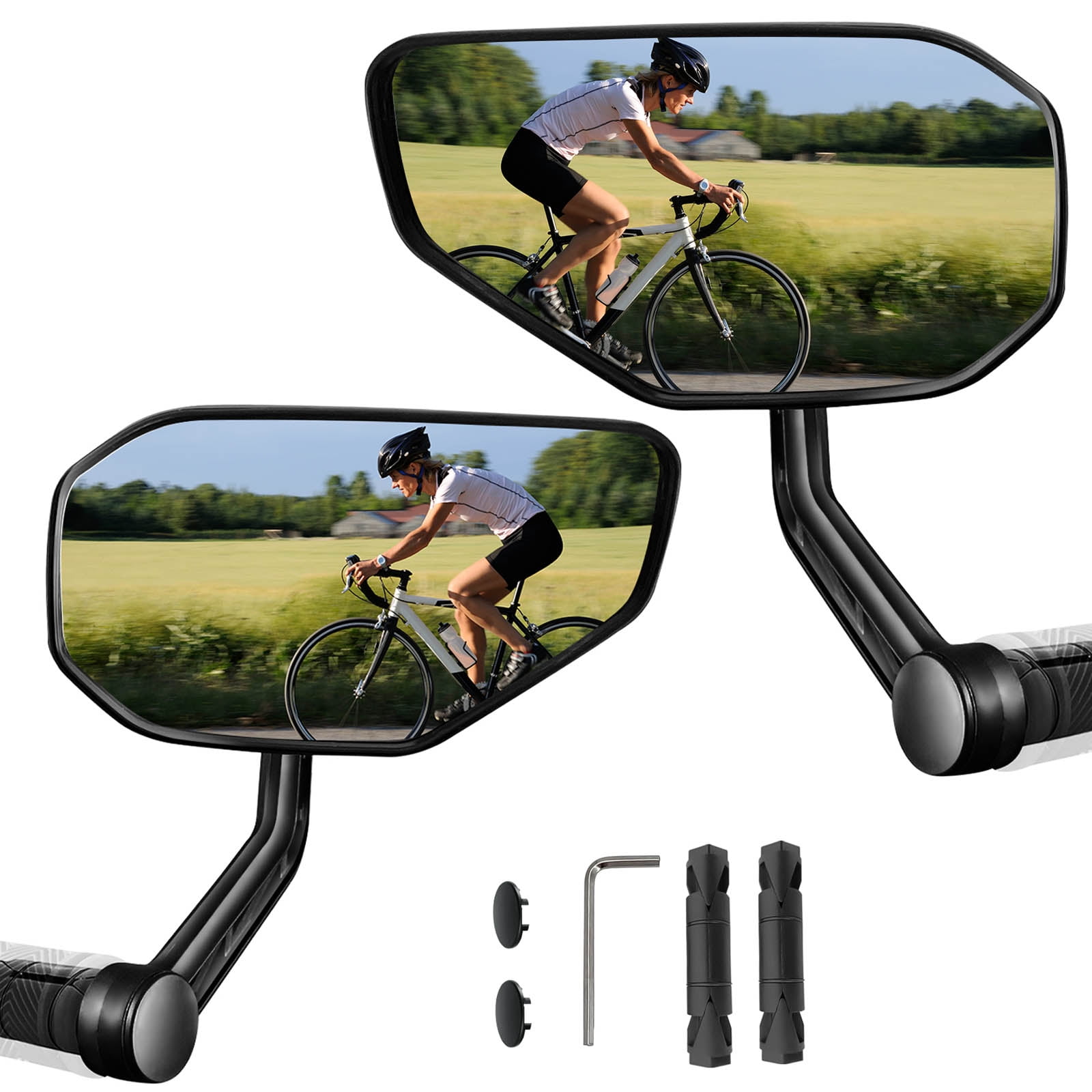 Bike Mirrors For Handlebars (Pair) | 40mm Thread 80mm Round Rearview Safety Mirrors For Scooters, Mobility Scooters, Bicycles