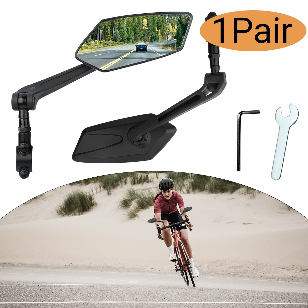 Bike Rearview Mirror With 360 Degree Rotating Lens For Enhanced Safety