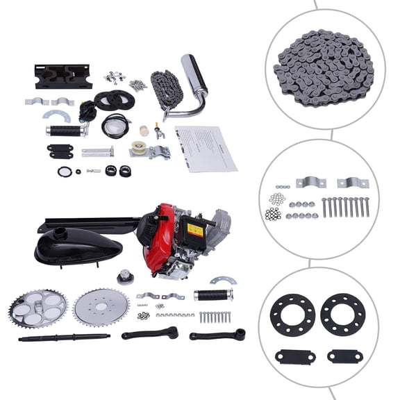 Bike Motor Kit 4 Stroke 49CC Gas Engine Motor Engine Kit Pull Start Petrol Conversion Kit Gas Motorized Bicycle Engine Motor Kit Fits for Normal 28" V Frame Bike and 26" ATV Bike