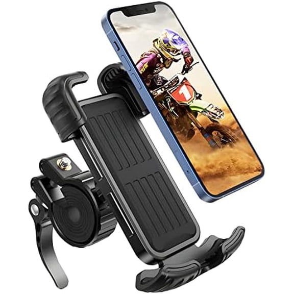 Bike Motorcycle Phone Mount,[Super Stable Metal] Bike Motorcycle Phone Holder with Security Lock, Bicycle Phone Mount with Soft Cushion & Adjustable Clip Compatible with 4.7''-6.8'' Phone$$