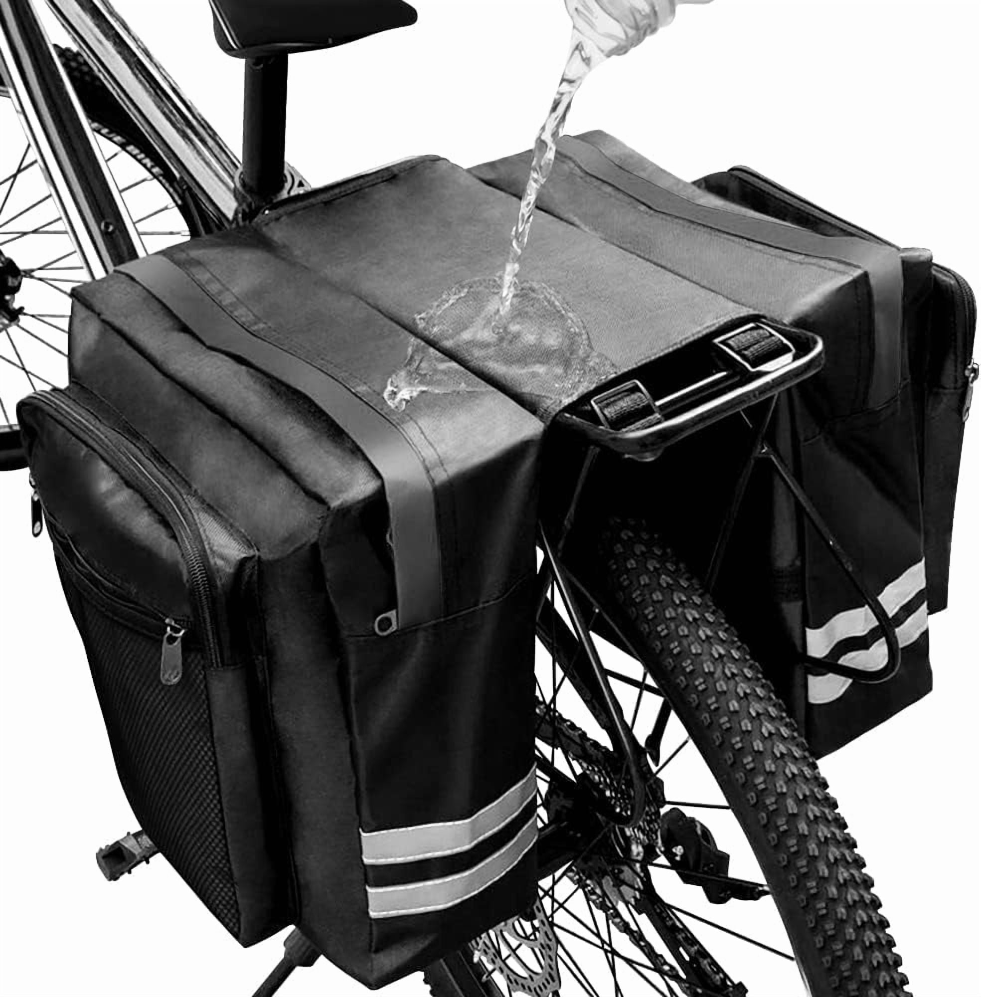Rear Rack Bags Bike Pannier Saddle Bags - Double Rear Rack Bag with Reflective Trim ...