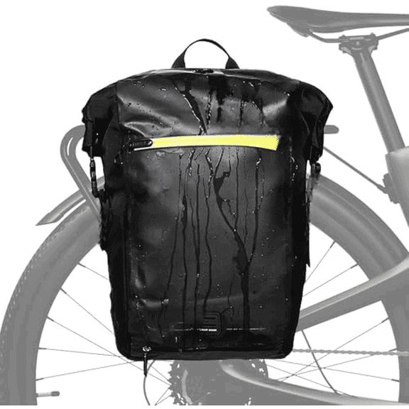 Bike Panniers, Waterproof Rear Bike Rack Bag with Reflective Strips, Safety Whistle, Easy to Install and Fix, 25L large Capacity Bicycle Backpack for Cycling, Commuting Traveling