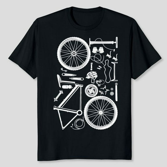 Bike Parts - Downhill Rider Mountainbike MTB Cycling T-Shirt, Men's And Women's Graphic Tee 100% Cotton by TBun, Full Sizes S-5XL