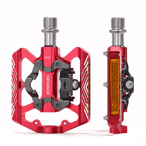 Bike Pedals Dual Sided Pedals Plat & SPD Clipless Pedal 3 Sealed Bearings, 9/16” Bicycle Platform