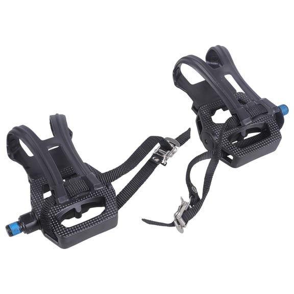 Bike Pedals Pedal with Toe Clip and Straps, Suitable for Bike, Indoor Exercise Bikes,18/20mm 9/16 Inch