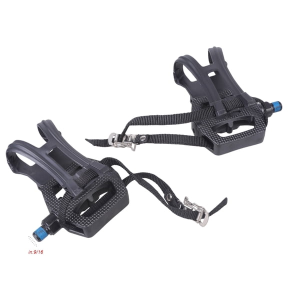 Bike Pedals Pedal with Toe Clip and Straps, Suitable for Bike, Indoor Exercise Bikes,18/20mm 9/16 Inch