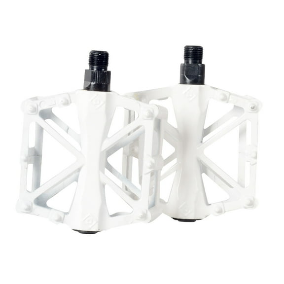 Bike Pedals, ZzCityTK Anti-Slip Ultralight MTB Pedals, 2PCS CNC Aluminum Alloy Sealed Bearing Wide Pedals with Spikes for Road Mountain Bikes, White