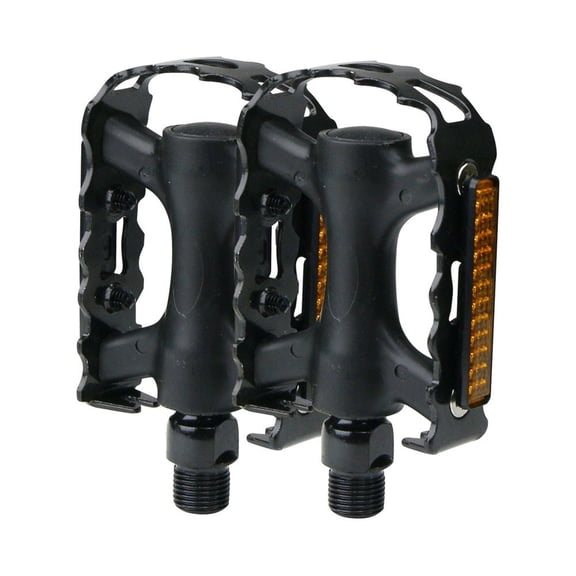 Bike Pedals with 14mm Thread Aluminum Alloy Body Anti-slip Platform and Plastic Reflective Strip for Most Bikes