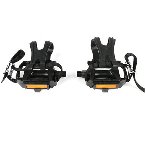 Bike Pedals with Clips and Straps for Outdoor Cycling and Indoor Stationary Bike Spindle Bicycle Multi-Purpose Pedals