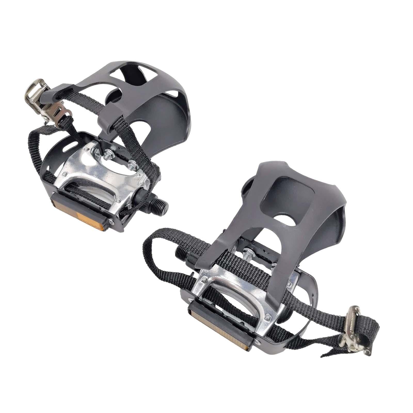 Bike Pedals with Toe Clips and Straps Exercise Bike Pedals with 9/16
