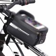 thumbnail image 1 of Bike Phone Bag - Bike Front Frame Bag with Phone Holder Waterproof Top Tube Saddle Bag for Mountain Road Bikes Cycling Storage Pouch for Riding Tools Snacks Perfect for Touring Commuters Black B, 1 of 3