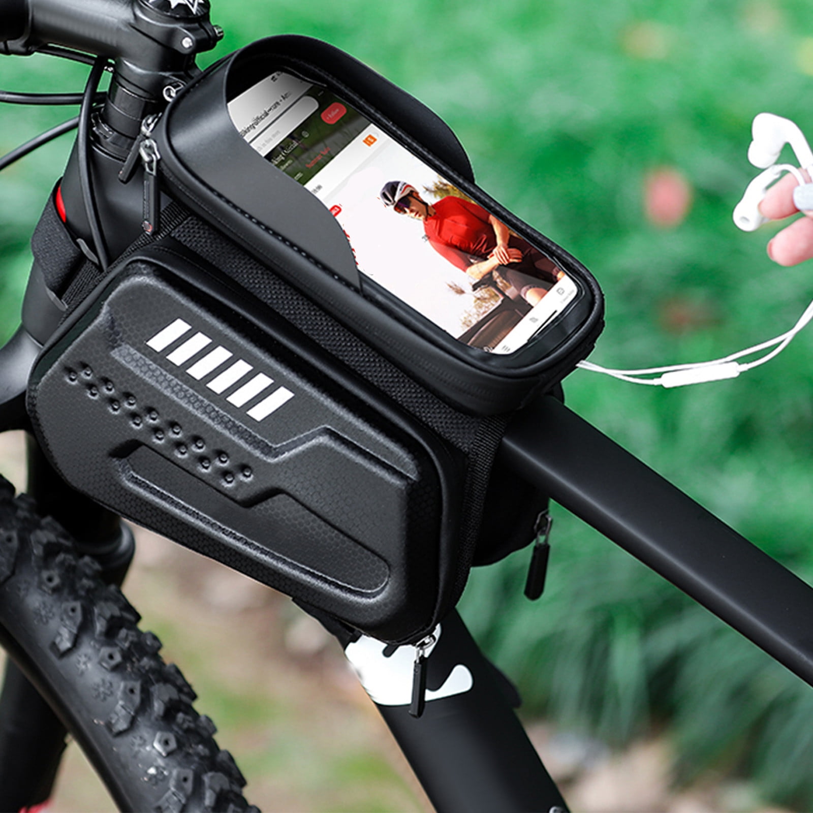 Bike Phone Bag With Tou ch Screen Bicycle Front Frame Bag Large Capacity Bike Handlebar Storage Bag Outdoor Riding Accessories For Road Mountain