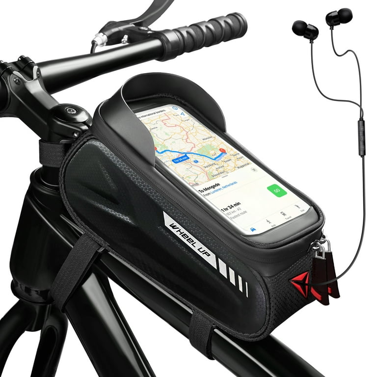 Bike Phone Front Frame Bag, Waterproof Bicycle Phone Mount Top