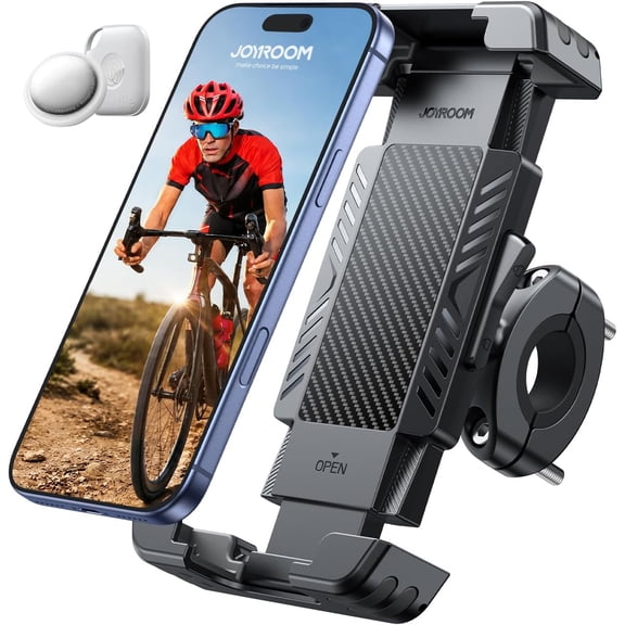 Bike Phone Holder [Hidden Tracker Storage] for [1S Auto Lock] Motorcycle Mount Bicycle Ebike Accessories Handlebar All 5.8-7.2" Cell Phones