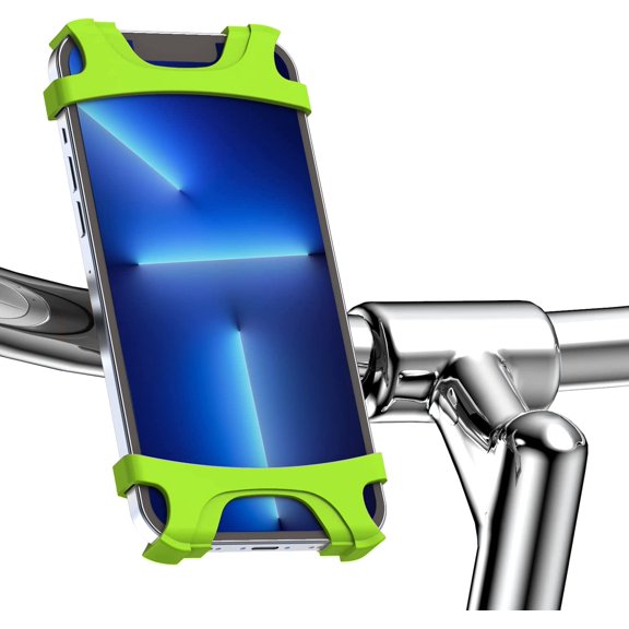 Bike Phone Holder, Silicone Motorcycle Phone Mount - Universal Bicycle Cell Phone Holder for 4.7" - 6.8" Adjustable Detachable Tool Free Install, Compatible iPhone & Android - Green