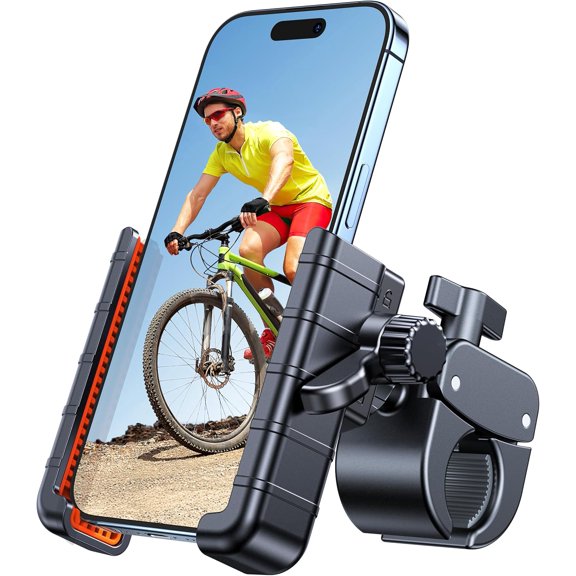 Bike Phone Holder for BikeCamera Friendly Ultra Stable Motorcycle Mount1s Lock Cell Clamp iPhone 17 Pro Max 16 15 14, All 4.7-7" Smartphones