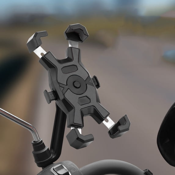 Bike Phone Mount with 360° Rotation and Shock Absorbing Clamp for Handlebar,Universal Smartphone Holder for Cycling and Motorcycle with Non-Slip Pads,Fits 4-6.5 Inch Devices(Black)