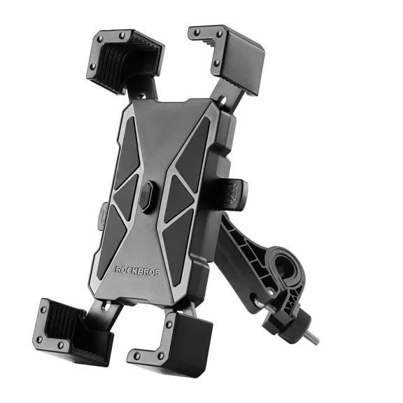 Bike Phone Mount, 4.5-7.2 inch Shockproof Motorcycle Phone Holder with 360 Rotation, One-Second Quick Release for Bicycle E-bike, Black