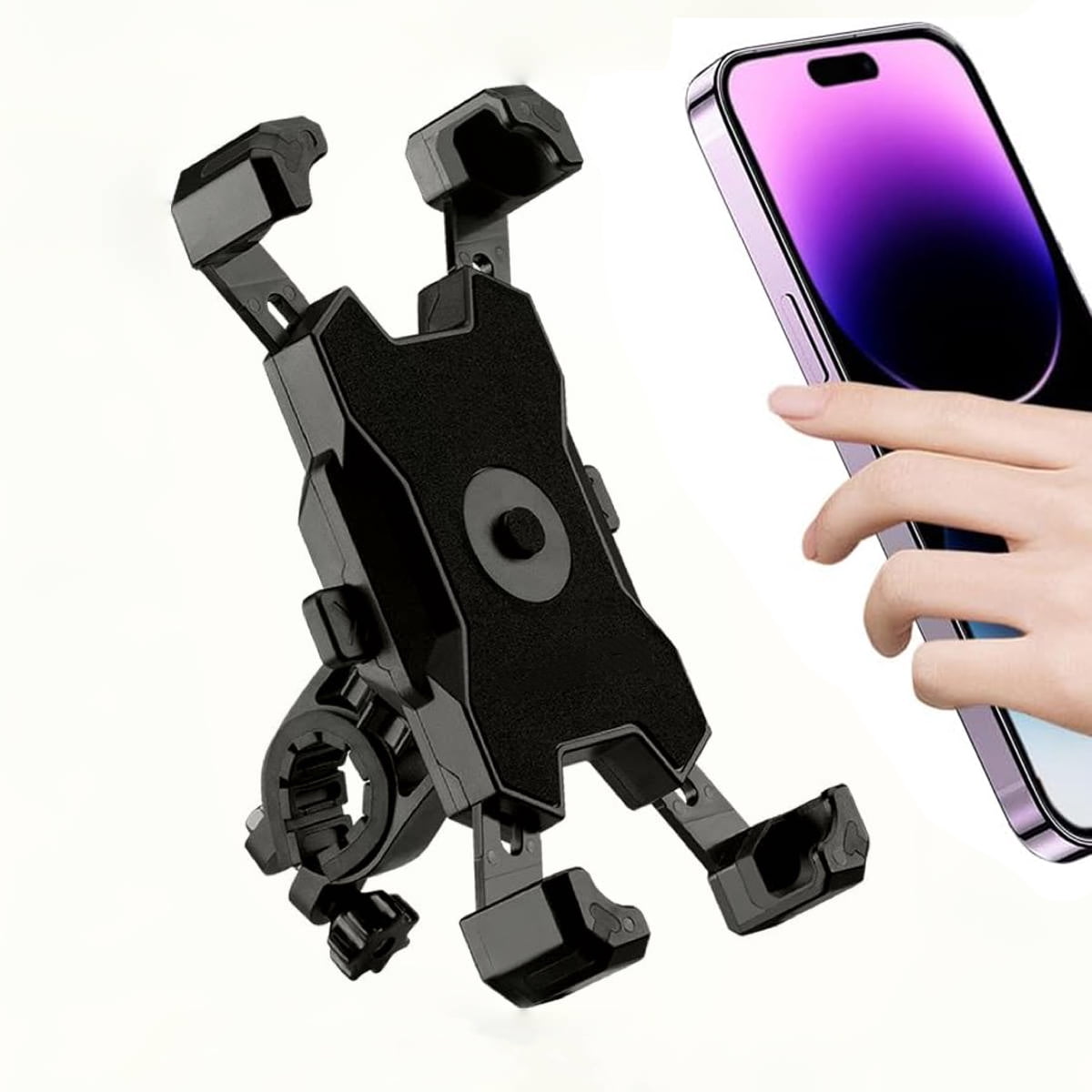 Bike Phone Mount, Easy Install and Quick Release Bicycle -Handlebar Clip for Bicycle Scooter-Motorcycle Handlebar Phone Mount, Bike Phone Holder for iPhone and More 4.7-6.8 inch Cell Phone - Black