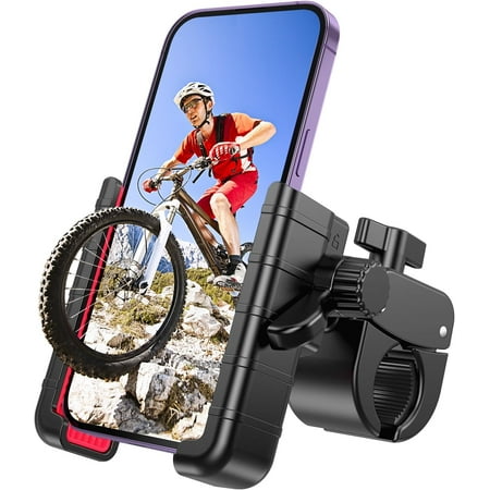 Bike Phone Mount Holder, [Camera Friendly] Motorcycle Phone Mount for Electric Scooter, Mountain, Dirt Bike and Motorcycle - 360° Rotate Suitable for iPhone & Android Smartphones from 4.5-7.0 inches