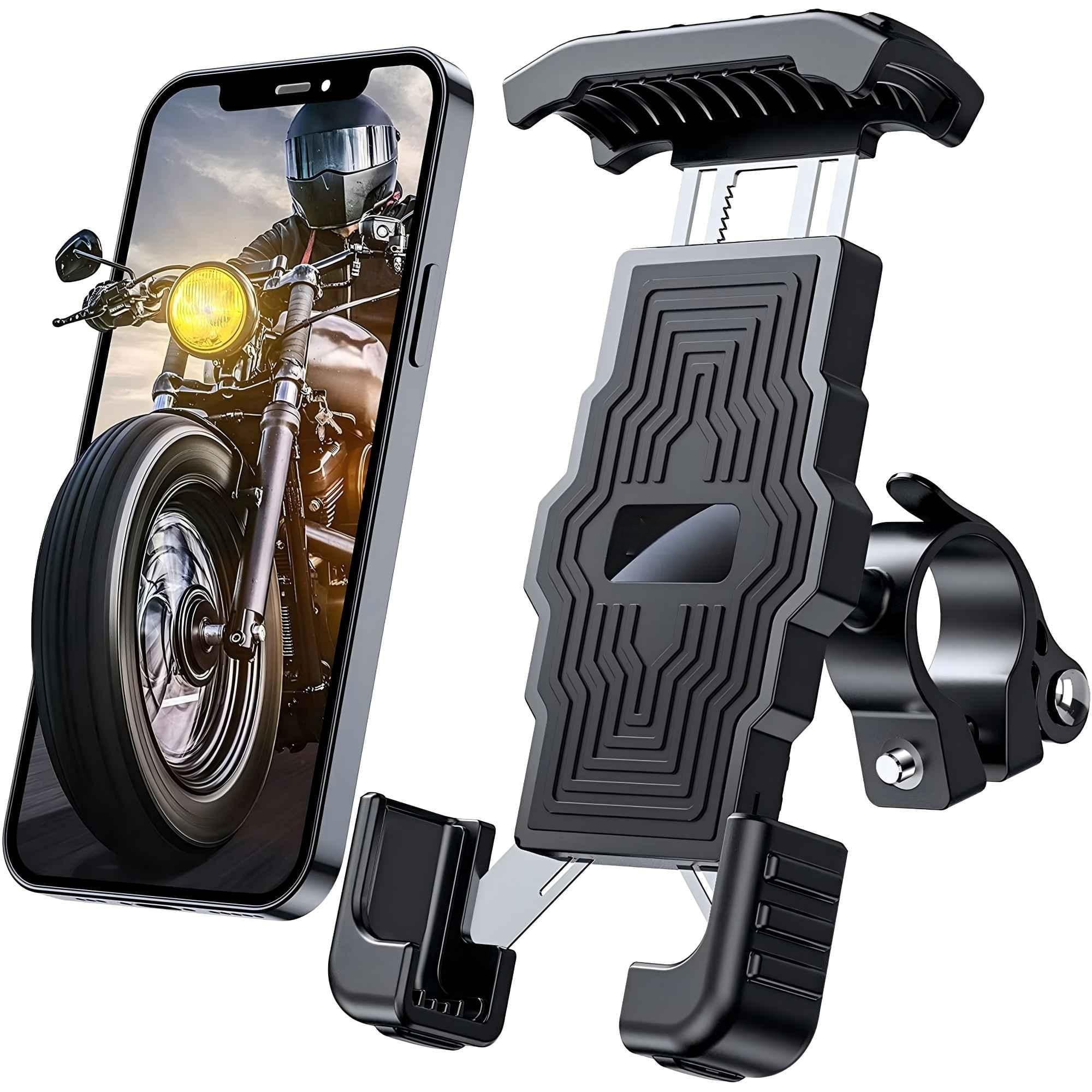 Bike Phone Mount Holder, Motorcycle 360Rotation Bicycle Phone Holder,Scooter Handlebar Cell Phone Clamp Clip for 4.5~6.8In Phones