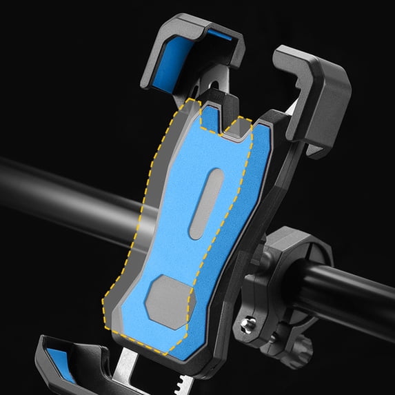 Bike Phone Mount Holder | Shock Absorbing Three-Claw Clip for Handlebar | Fits 4-6.5" Phones | 360° Rotation | Anti-Slip ABS Plastic | Black, Blue, Red | Universal Fit for Bicycle, Motorcycle,