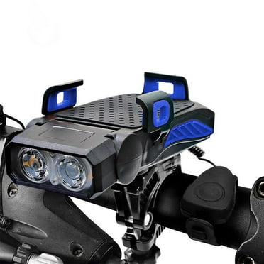 Bike Phone Mount with LED Headlight, USB Charging Waterproof Bracket, Shockproof Cycling Light, Adjustable Handlebar Holder for Night Riding Commuting