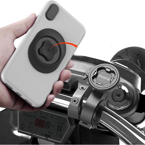 Bike Phone Mount,Motorcycle Phone Holder with Universal Adapter,Out Front Bicycle Handlebar Mount for Mountain Road EBike,Scooter,Moto,MTB,Quick Release Attach/DetachSeries C - 2nd Gen