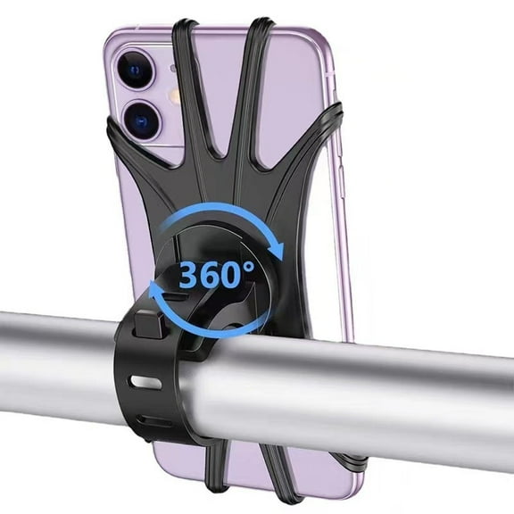 Bike Phone Mount, Universal Bike Cell Phone Holder, 360 Rotatable, Silicone Bicycle Phone Mount Compatible with iPhone 15/14/13/Pro Max/Pro/mini/12/11/Xs/Max/Xr/X/7/8/Plus, 4.0''~6.7'' Cellphones