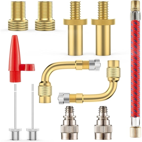 Bike Pump Adapter, 12 Pieces Bike Valve Adapter Dv Av Sv Bicycle Valve Presta Schrader Bike Valve Connectors Inflator Tip Bike Inflation Adapter Bicycle Fitting
