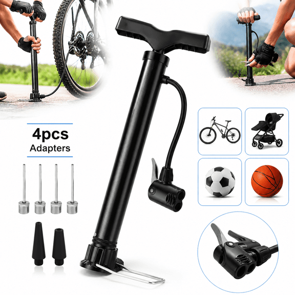 Bike Pump, Advanced Bike Tire Inflator, Bicycle Hand Air Pump with Dual Presta and Schrader Valves, Handheld Bike Pump, Suitable for Road and Mountain Bikes, Baby Stroller, Balls