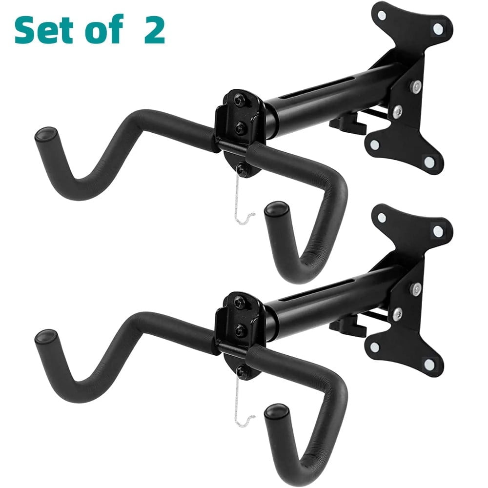 Black Adjustable Wall Mount Bike Rack Set for Garage Storage