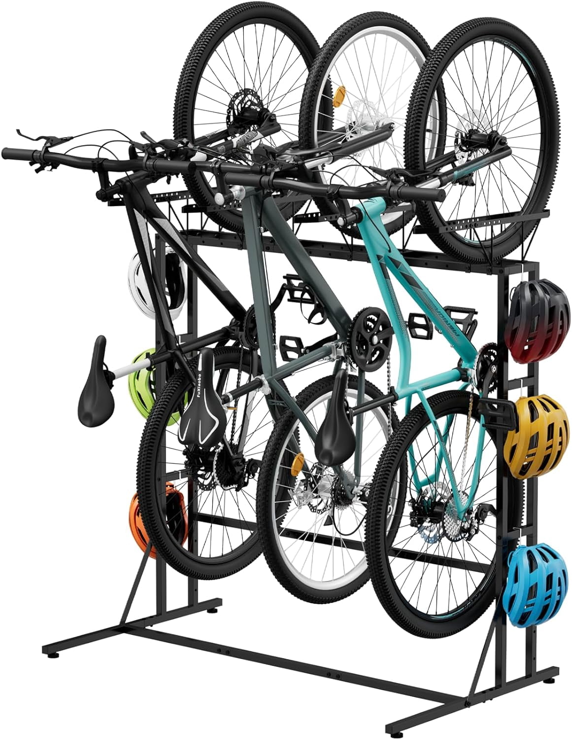 Bike Racks For Inside Bike Rack Garage Floor Bike Storage Stand with 6 Hooks, Indoor Vertical ...