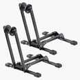thumbnail image 1 of Bike Racks 2 Pack, Fits 20 to 29 Inch Mountain & Road Bikes, Alloy Steel Rust-Resistant Bike Floor Stand Rack, Foldable Bicycle Stand for Entryway, Garage, Home Bikes Parking & Storage, Black, 1 of 9