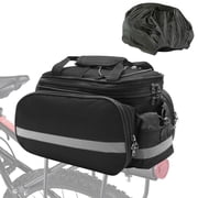 Bike Rear Rack Bag Bicycle Trunk Bag 20L Capacity Water Resistant Multifunctional Bicycle Pannier with Rain Cover Bike Saddle Bag for Grocery Shopping Commuter Cycling Trip Black