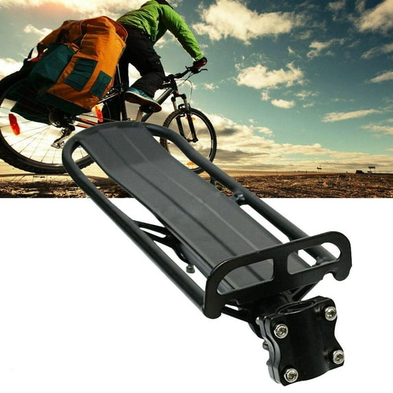 Bike Rear Rack Carrier Retractable Cargo Rack Aluminum Alloy Rear Seat Carrier Capacity 30 lb, Black