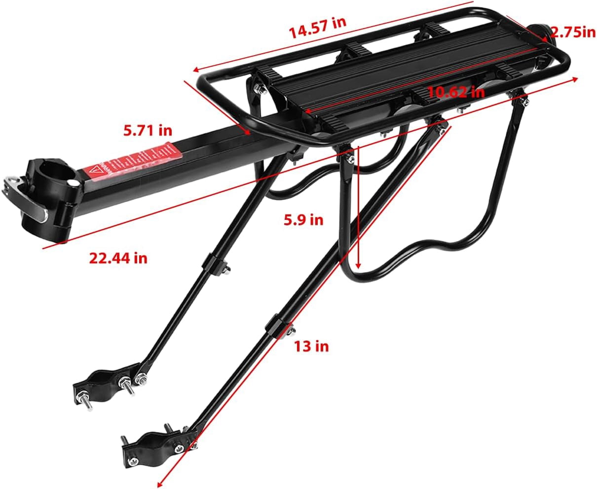 Bike Rear Rack - Universal Aluminum Alloy Cargo Rack for Electric Bikes, City Bikes, Mountain Bikes, and Heavy Duty Bikes