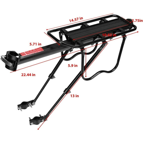 Bike Rear Rack - Universal Aluminum Alloy Cargo Rack for Electric Bikes, City Bikes, Mountain Bikes, and Heavy Duty Bikes