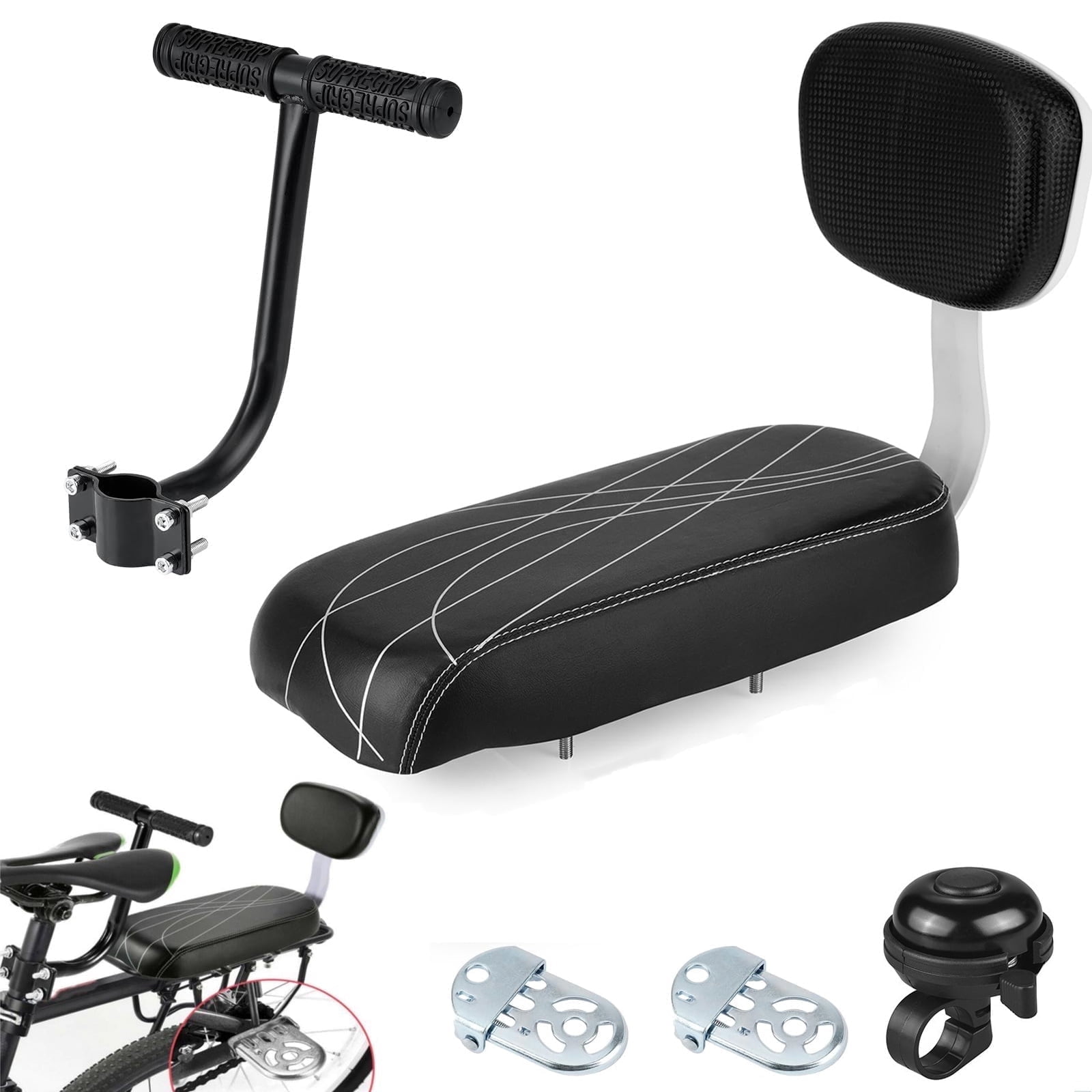 Yunnyp Bike Rear Seat Kit, Cushion and Backrest, Armrest, Footrests ...